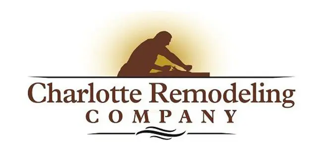 Logo of charlotte remodeling company featuring a silhouette of a person working at a carpentry bench.
